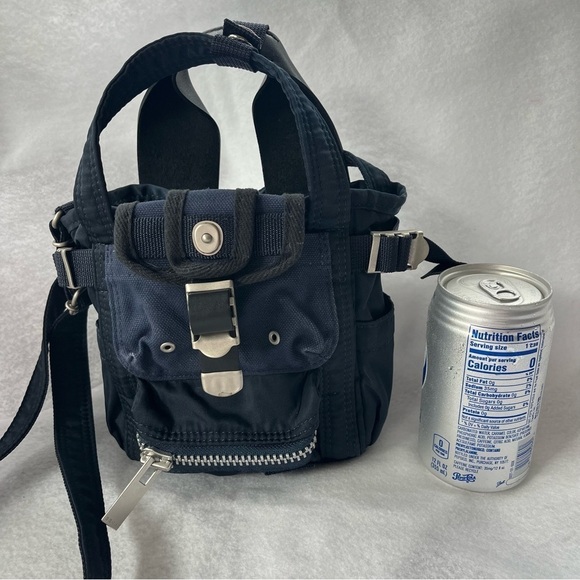 SACAI x Yoshida PORTER NAVY BLUE Mini Tote Bag w/ Crossbody Strap Japan - Picture 2 of 15